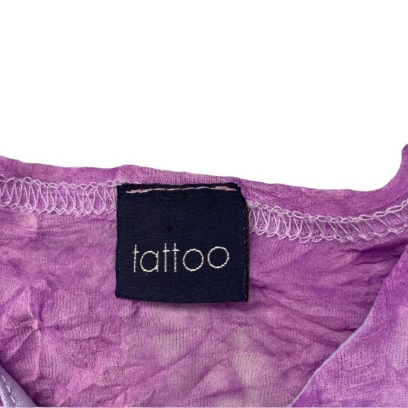 90’S Y2K sheer back purple tie dye crinkle t-shirt - Picture 5 of 7